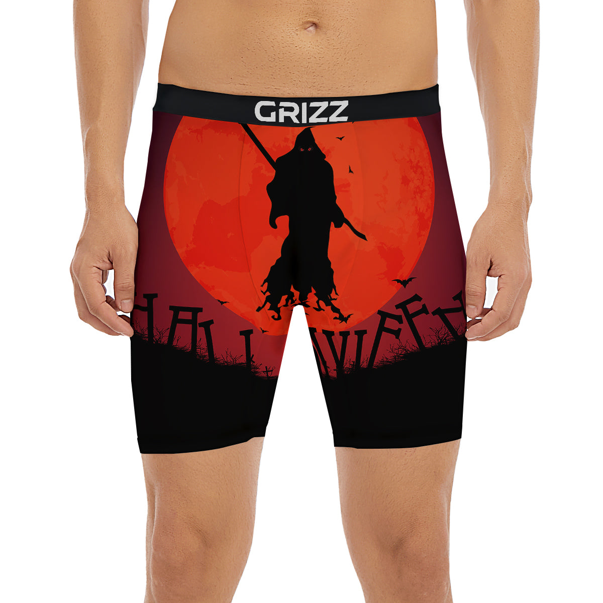Halloween Grim Reaper Print Boxer Briefs-grizzshop