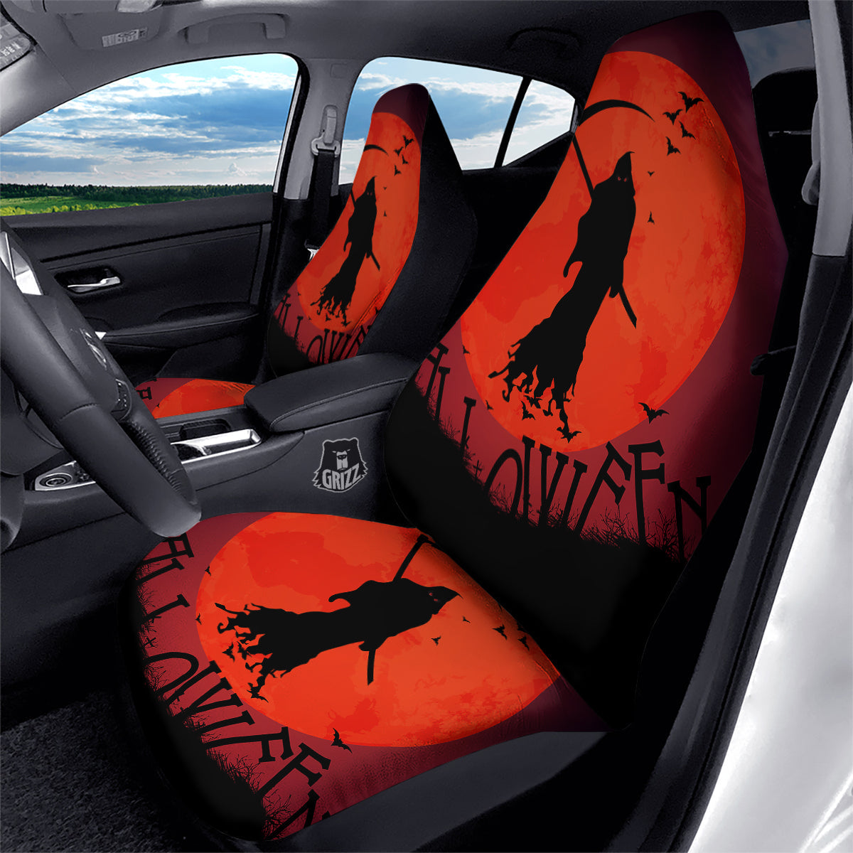 Halloween Grim Reaper Print Car Seat Covers-grizzshop