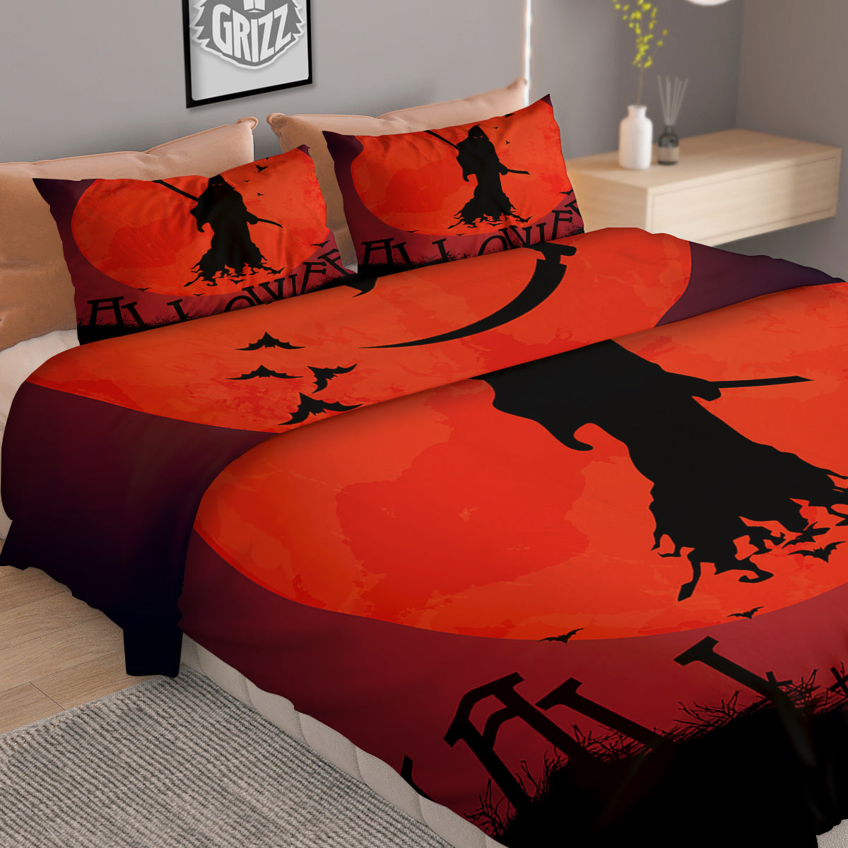 Halloween Grim Reaper Print Duvet Cover Bedding Set