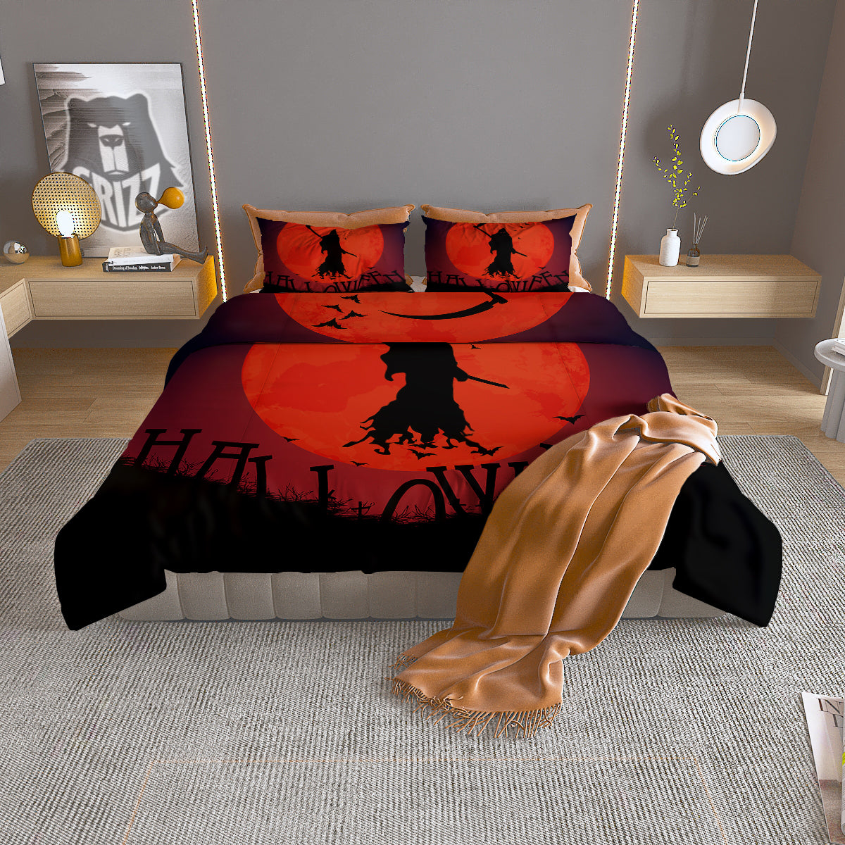 Halloween Grim Reaper Print Duvet Cover Bedding Set