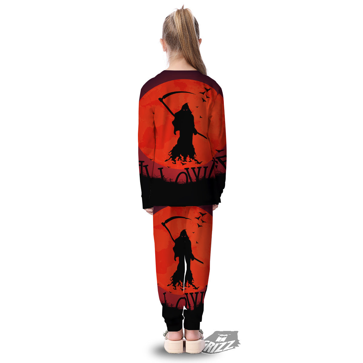 Halloween Grim Reaper Print Kid's Pajamas-grizzshop