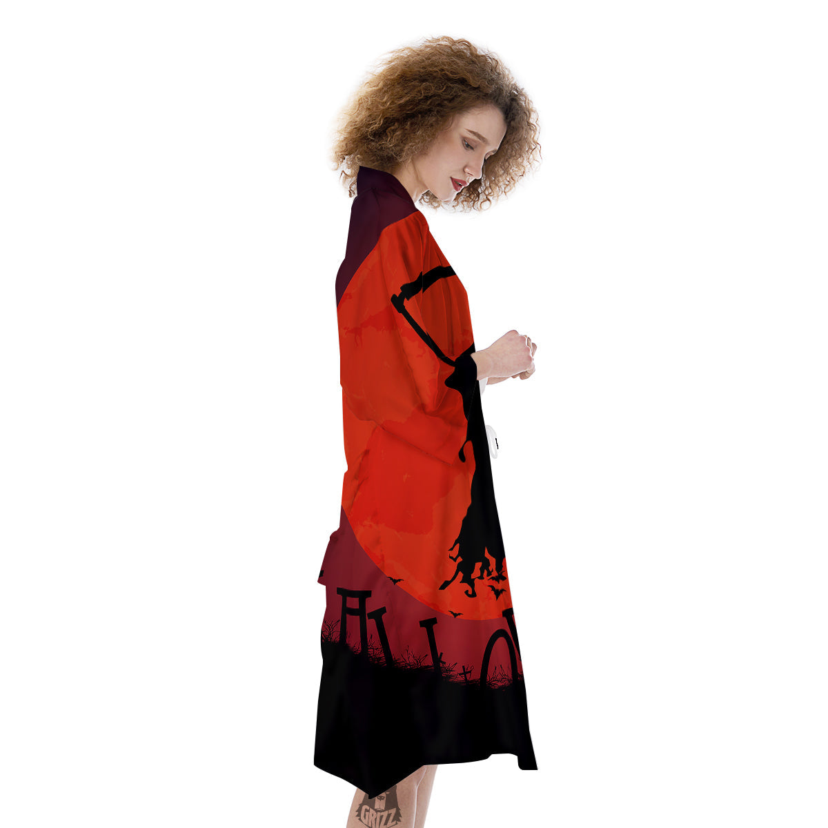 Halloween Grim Reaper Print Kimono-grizzshop