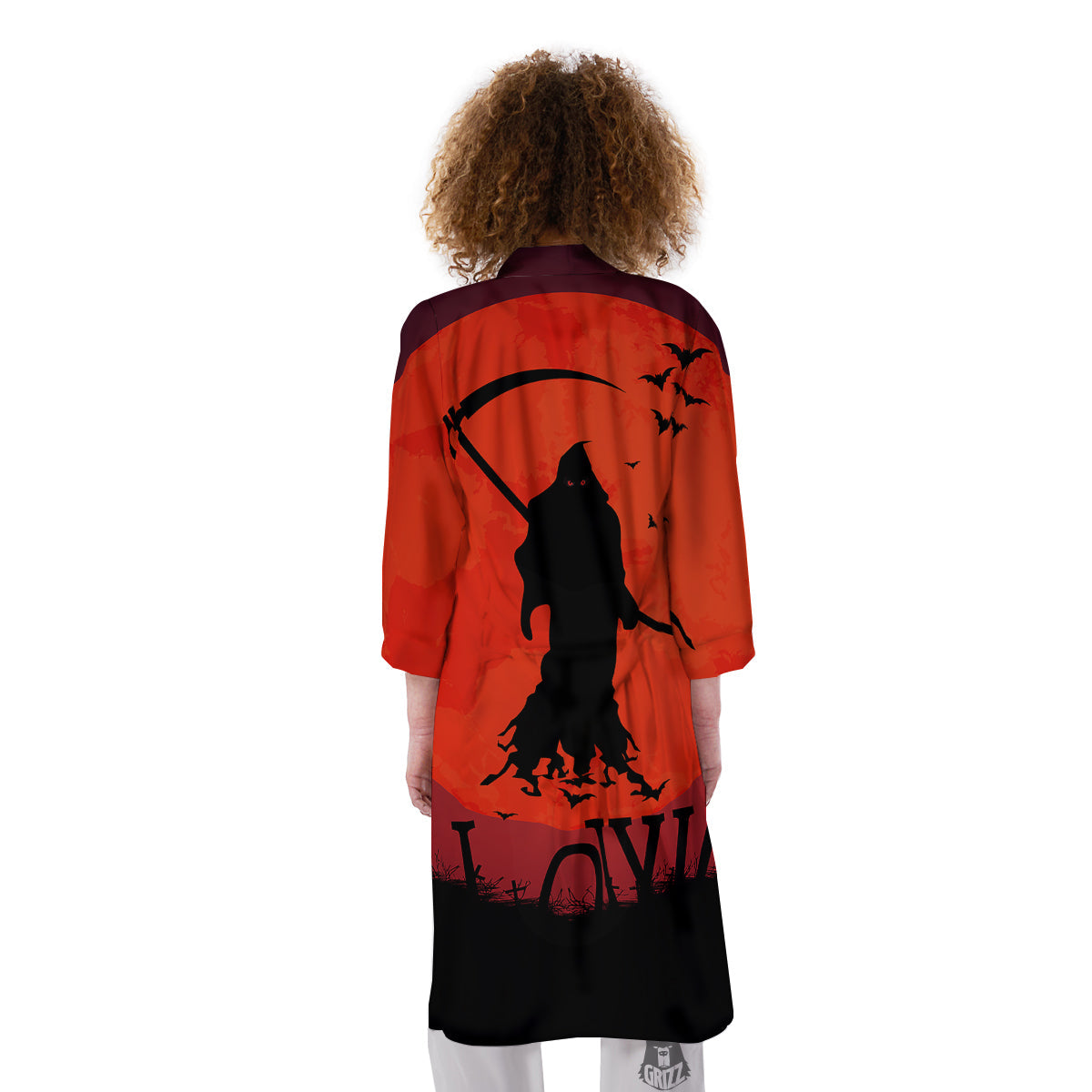 Halloween Grim Reaper Print Kimono-grizzshop
