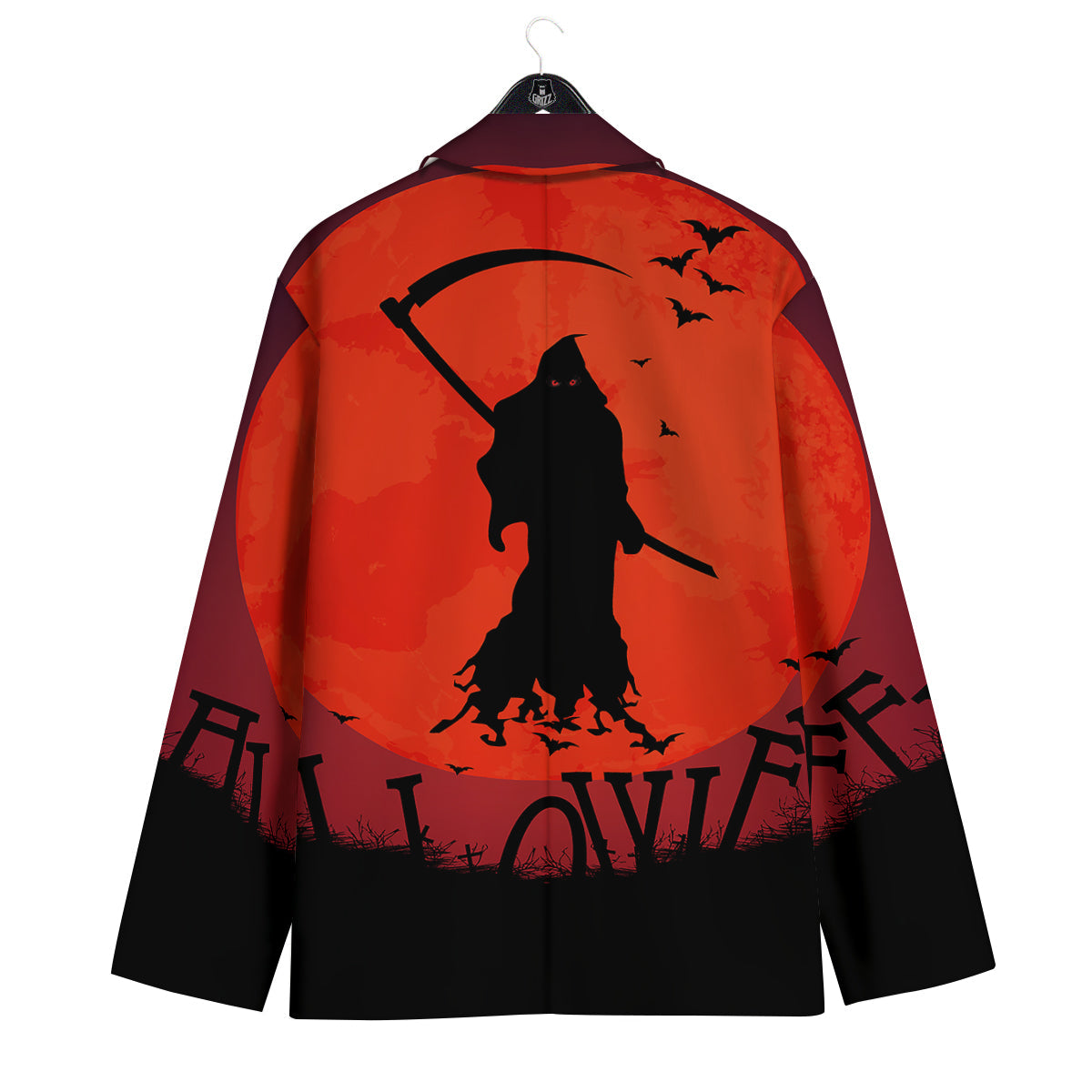 Halloween Grim Reaper Print Men's Sport Coat-grizzshop