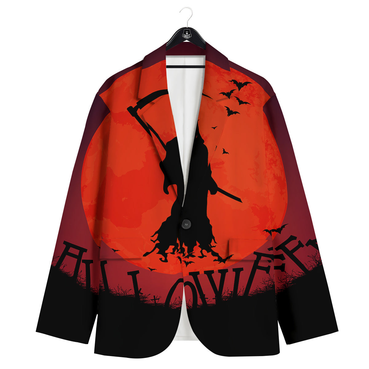Halloween Grim Reaper Print Men's Sport Coat-grizzshop