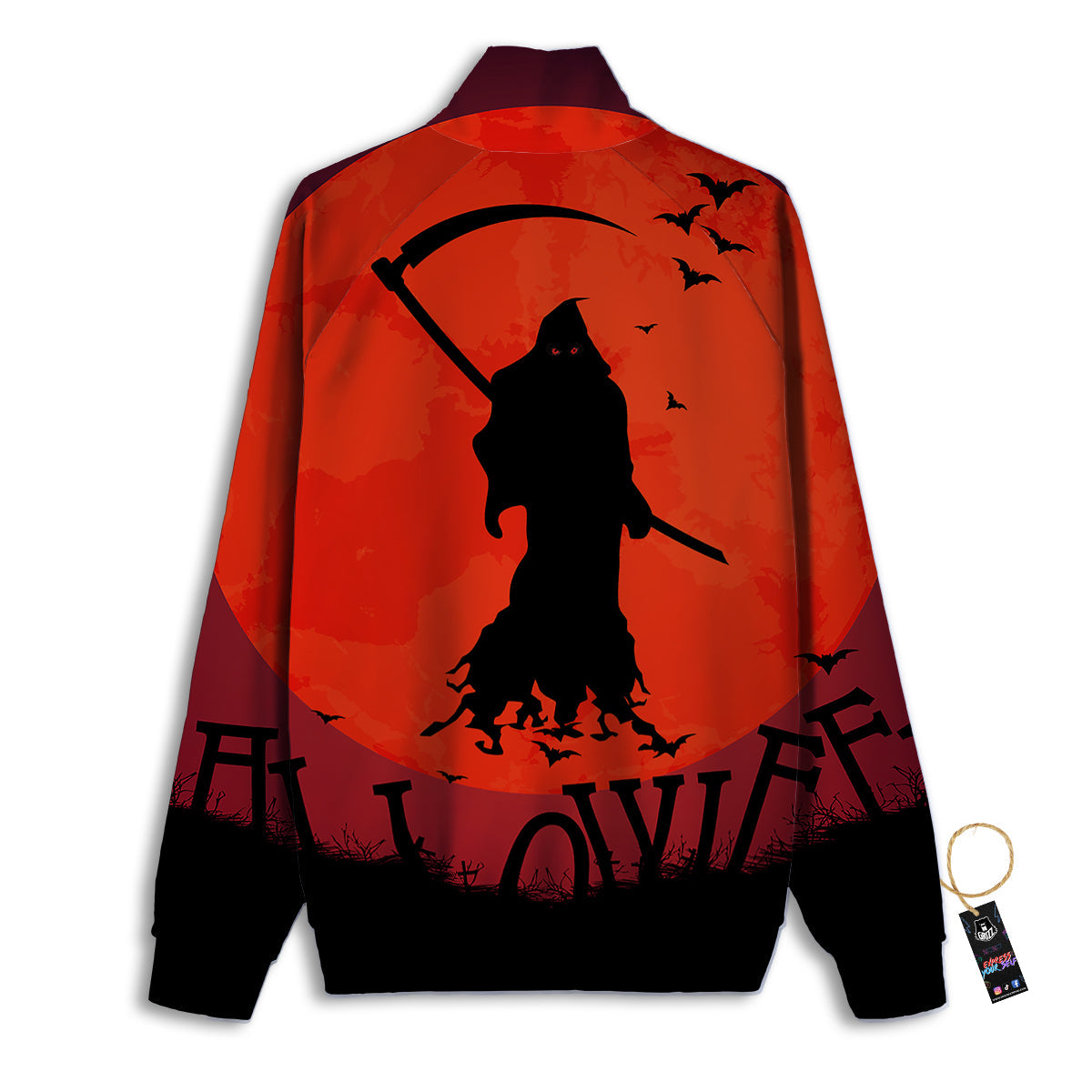 Halloween Grim Reaper Print Track Jacket-grizzshop