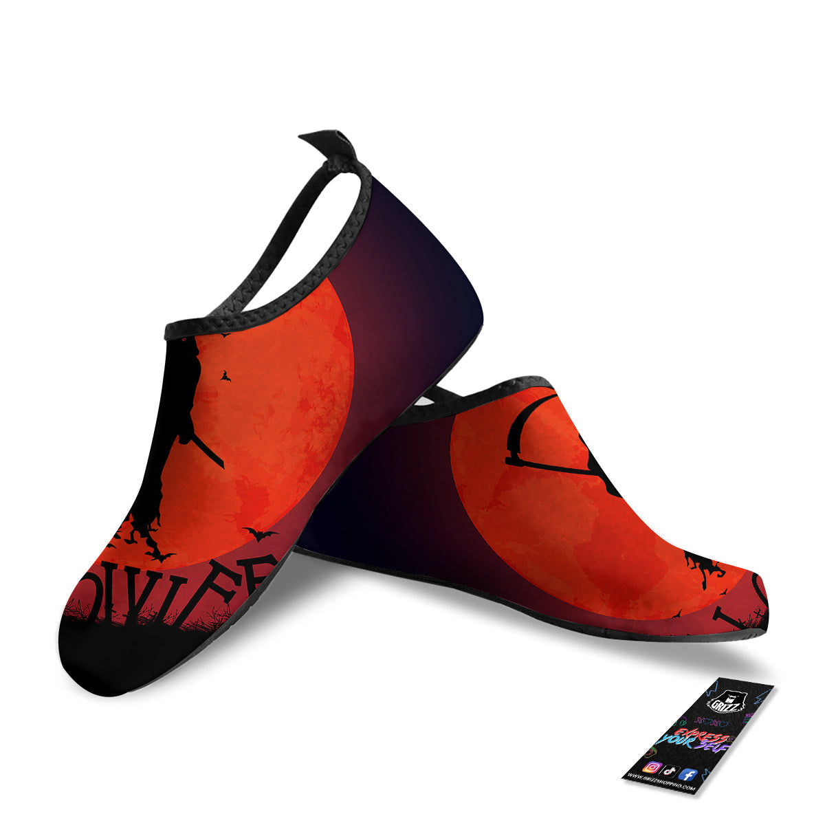 Halloween Grim Reaper Print Water Shoes-grizzshop