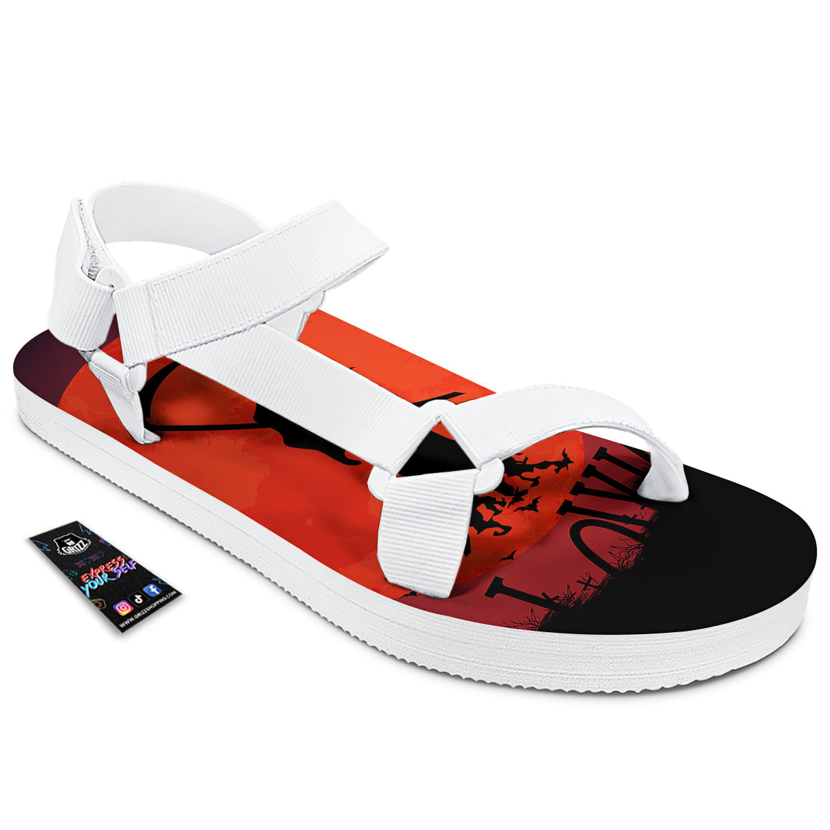 Halloween Grim Reaper Print White Open Toe Sandals-grizzshop