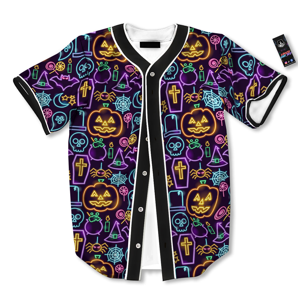 Halloween Neon Cute Print Pattern Baseball Jersey-grizzshop