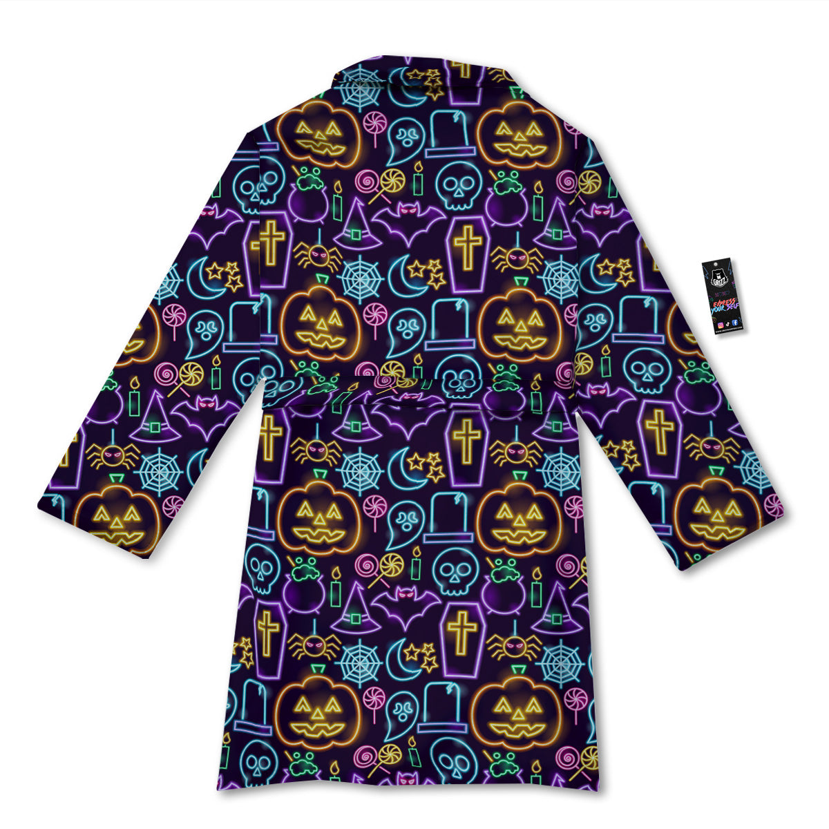 Halloween Neon Cute Print Pattern Bathrobe-grizzshop