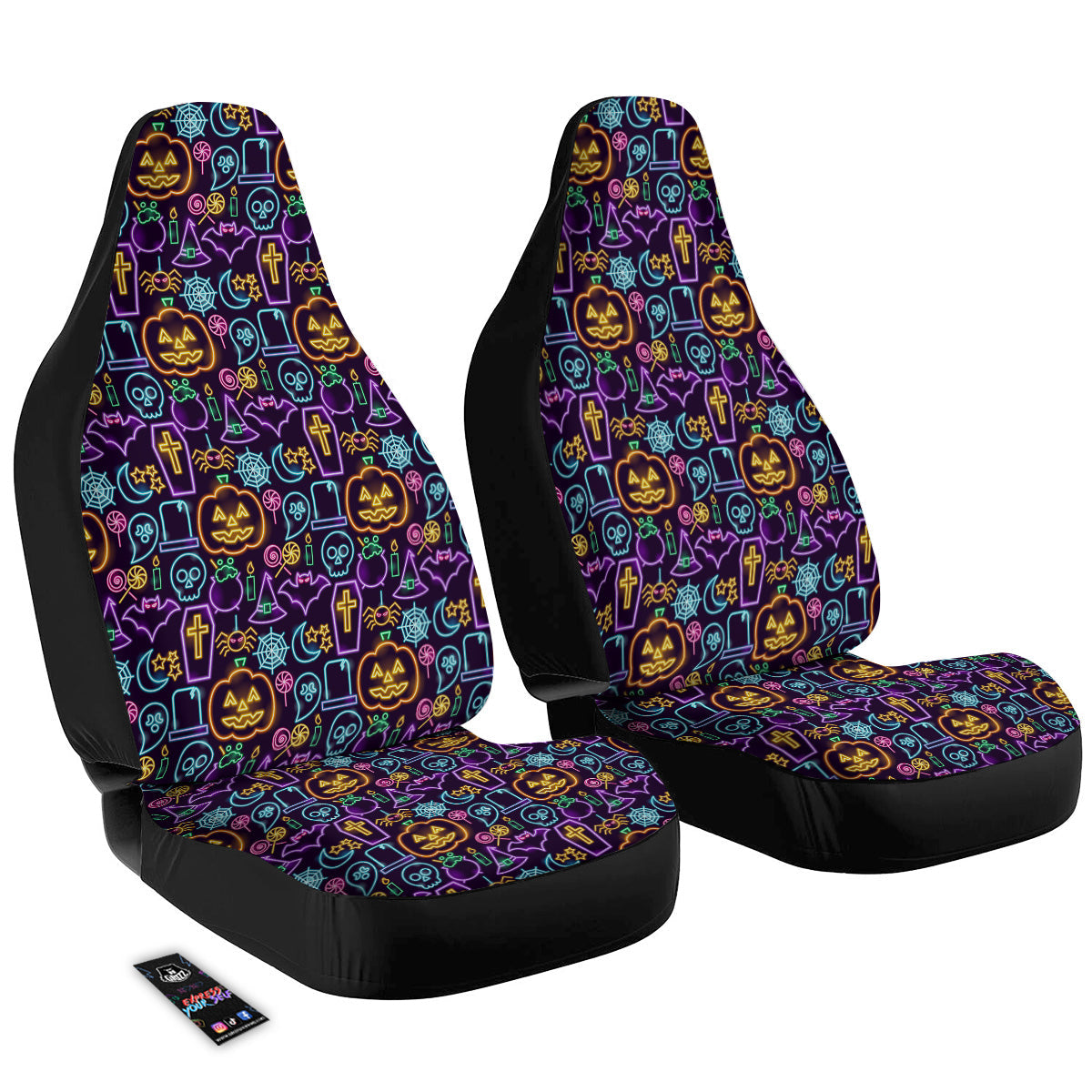 Halloween Neon Cute Print Pattern Car Seat Covers-grizzshop