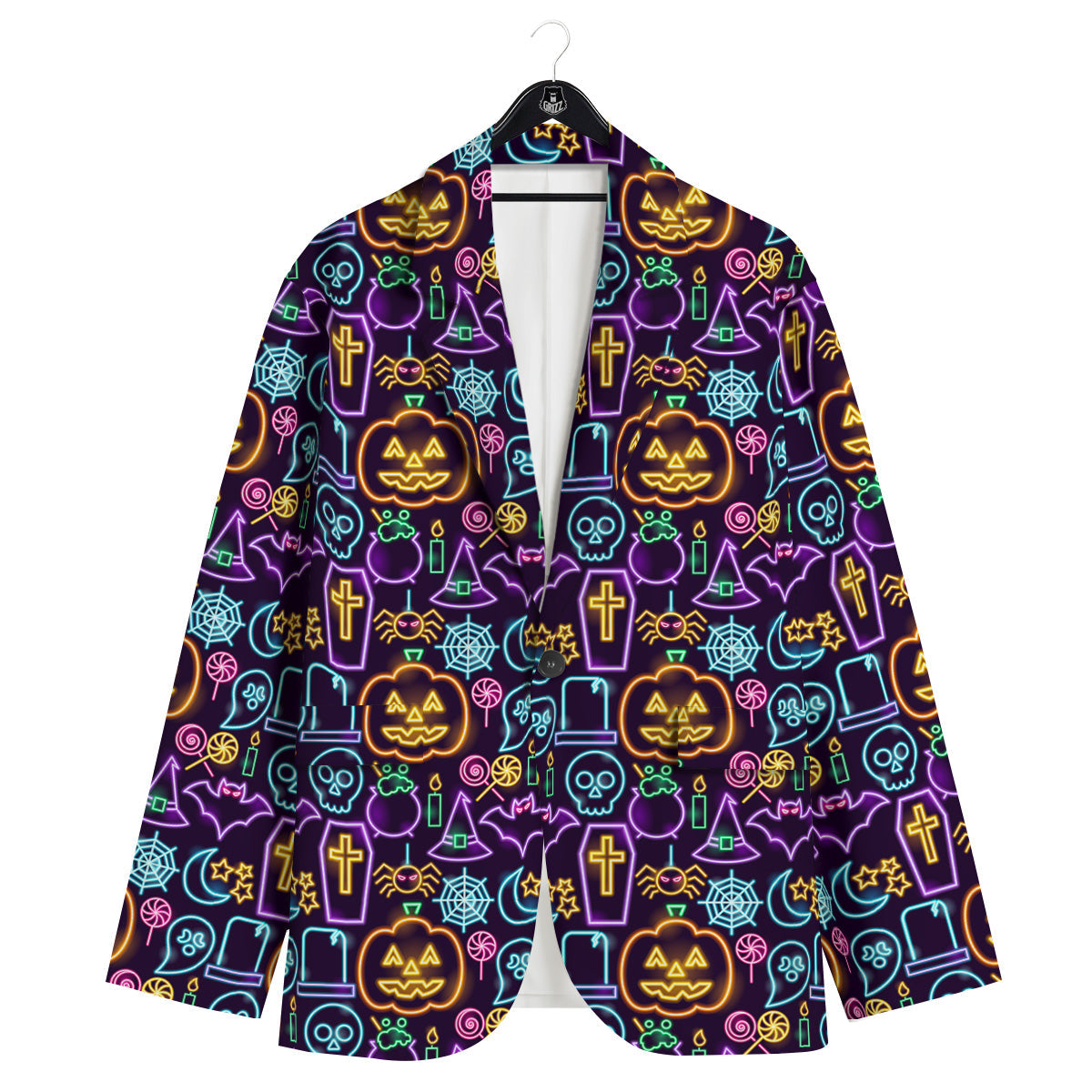 Halloween Neon Cute Print Pattern Men's Sport Coat-grizzshop