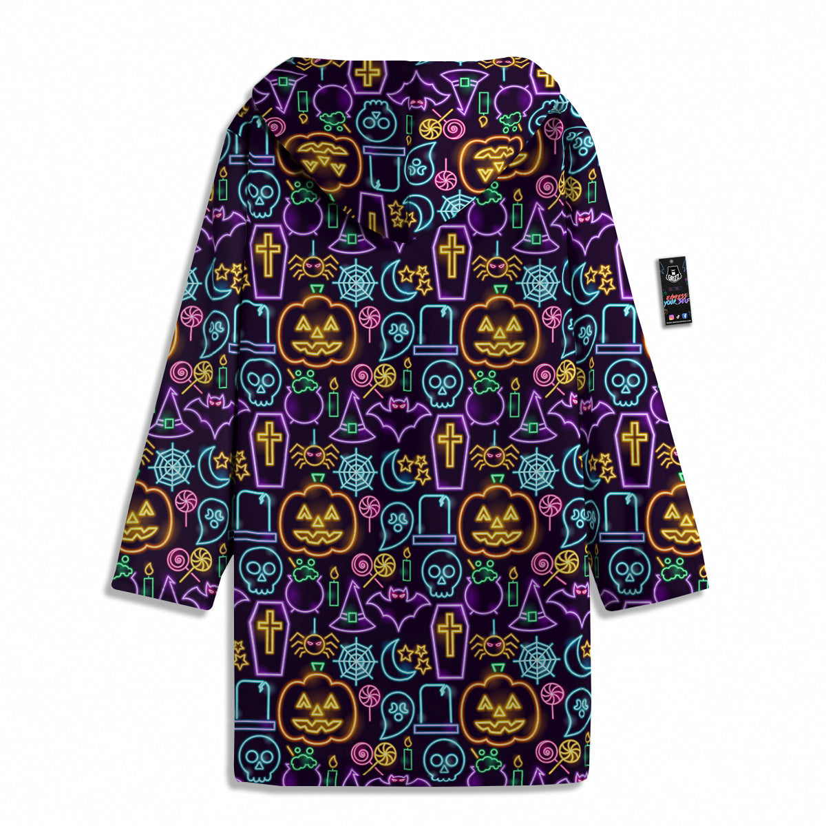 Halloween Neon Cute Print Pattern Men's Windbreaker Jacket-grizzshop