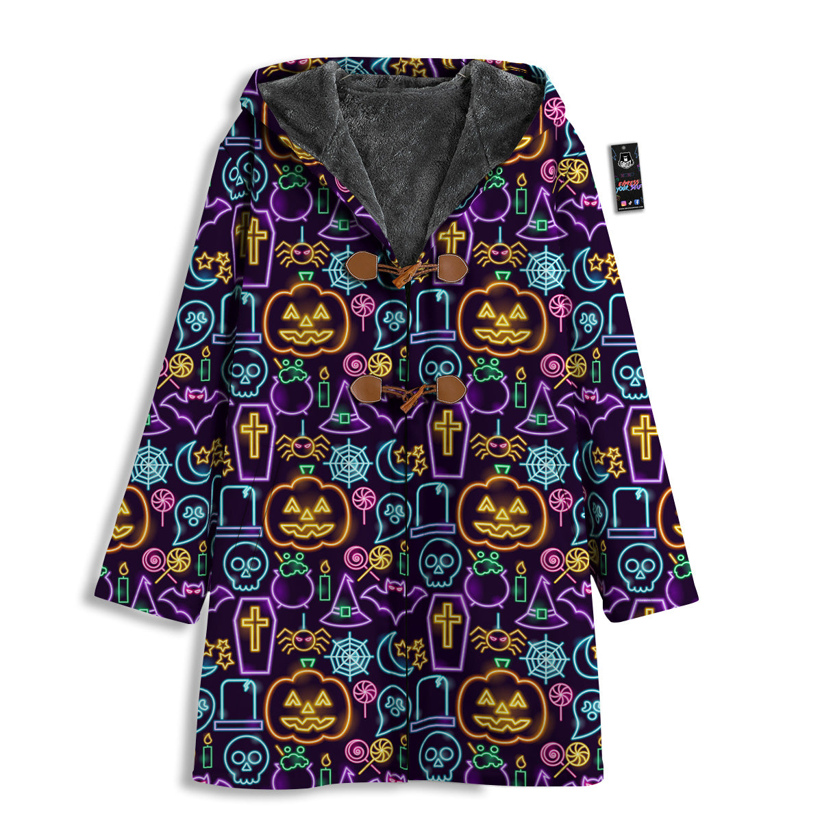 Halloween Neon Cute Print Pattern Men's Windbreaker Jacket-grizzshop