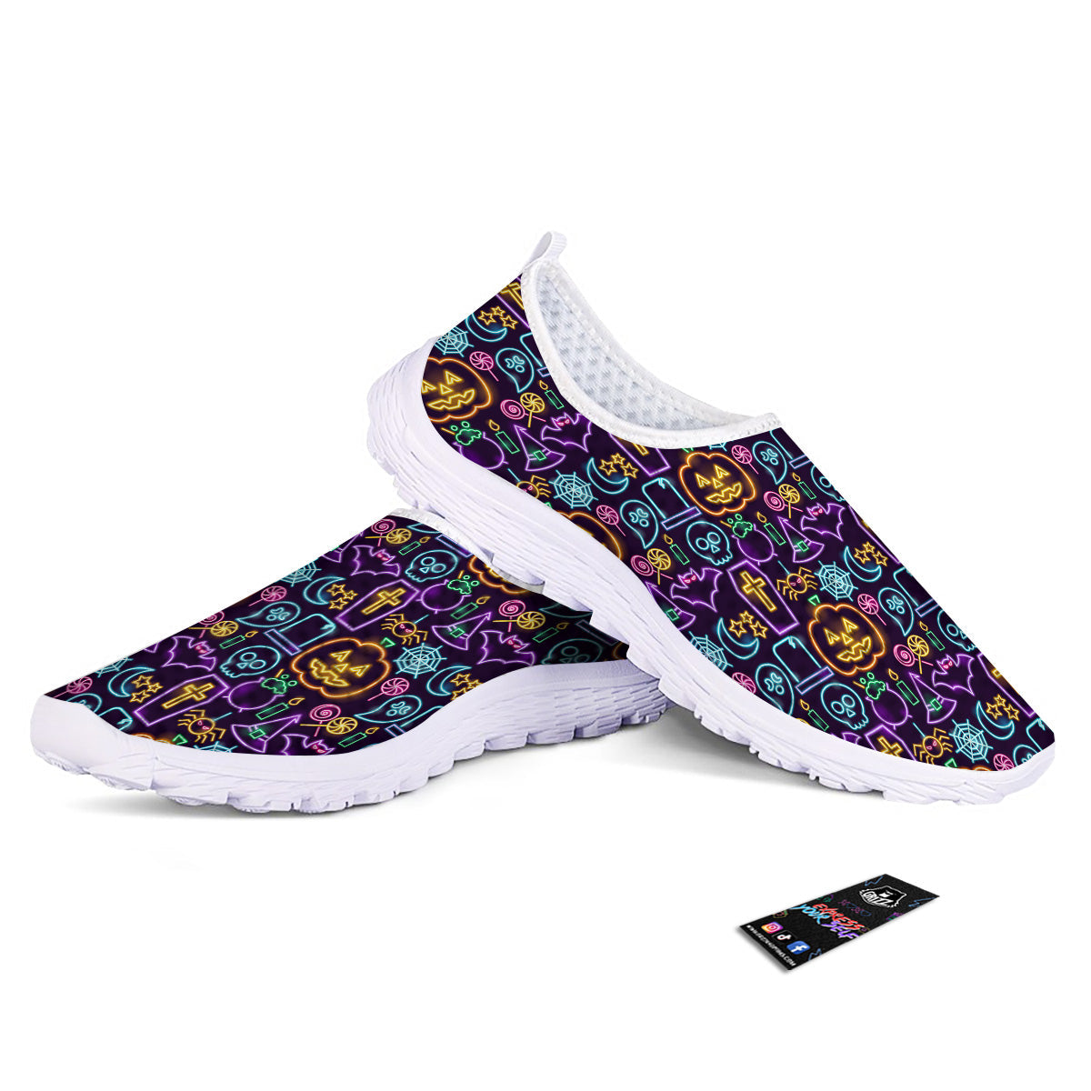 Halloween Neon Cute Print Pattern Nurse Shoes-grizzshop
