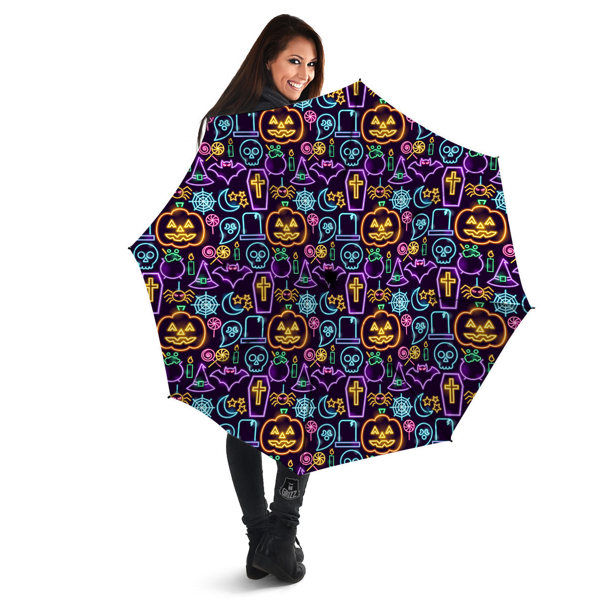 Halloween Neon Cute Print Pattern Umbrella-grizzshop