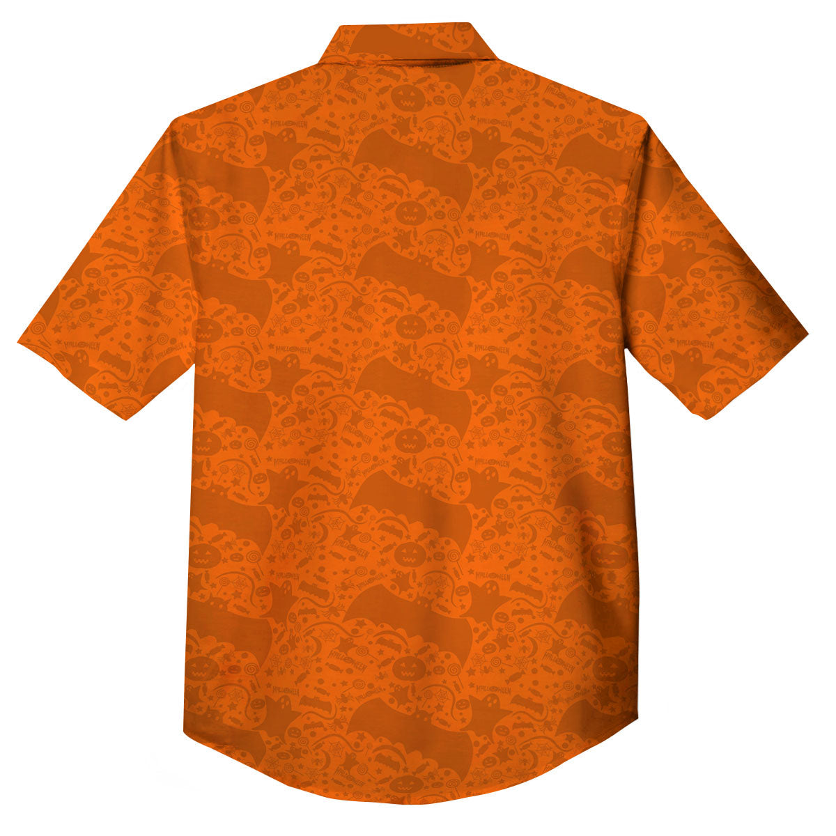 Halloween Orange Print Pattern Button Up Shirt-grizzshop