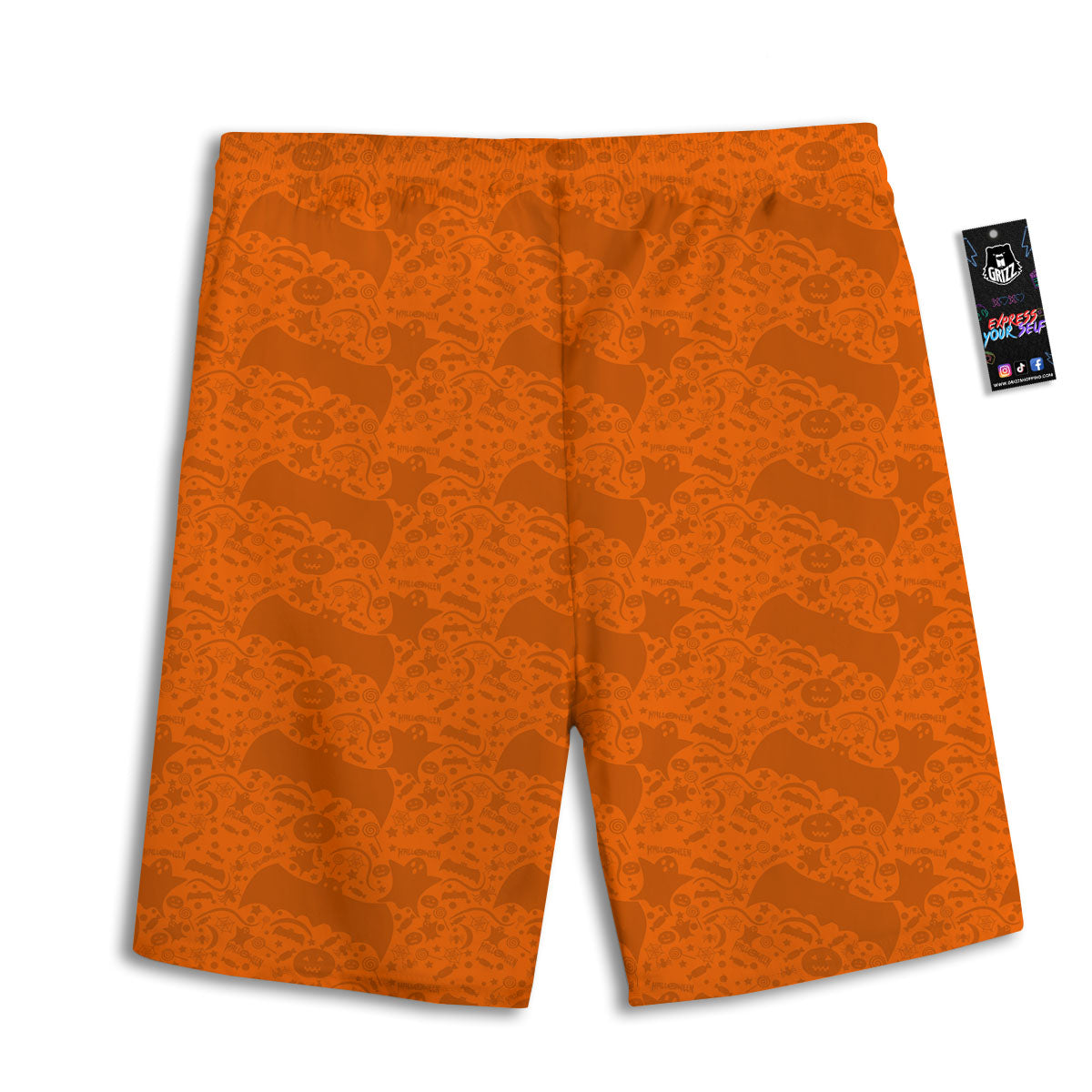 Halloween Orange Print Pattern Men's Athletic Shorts