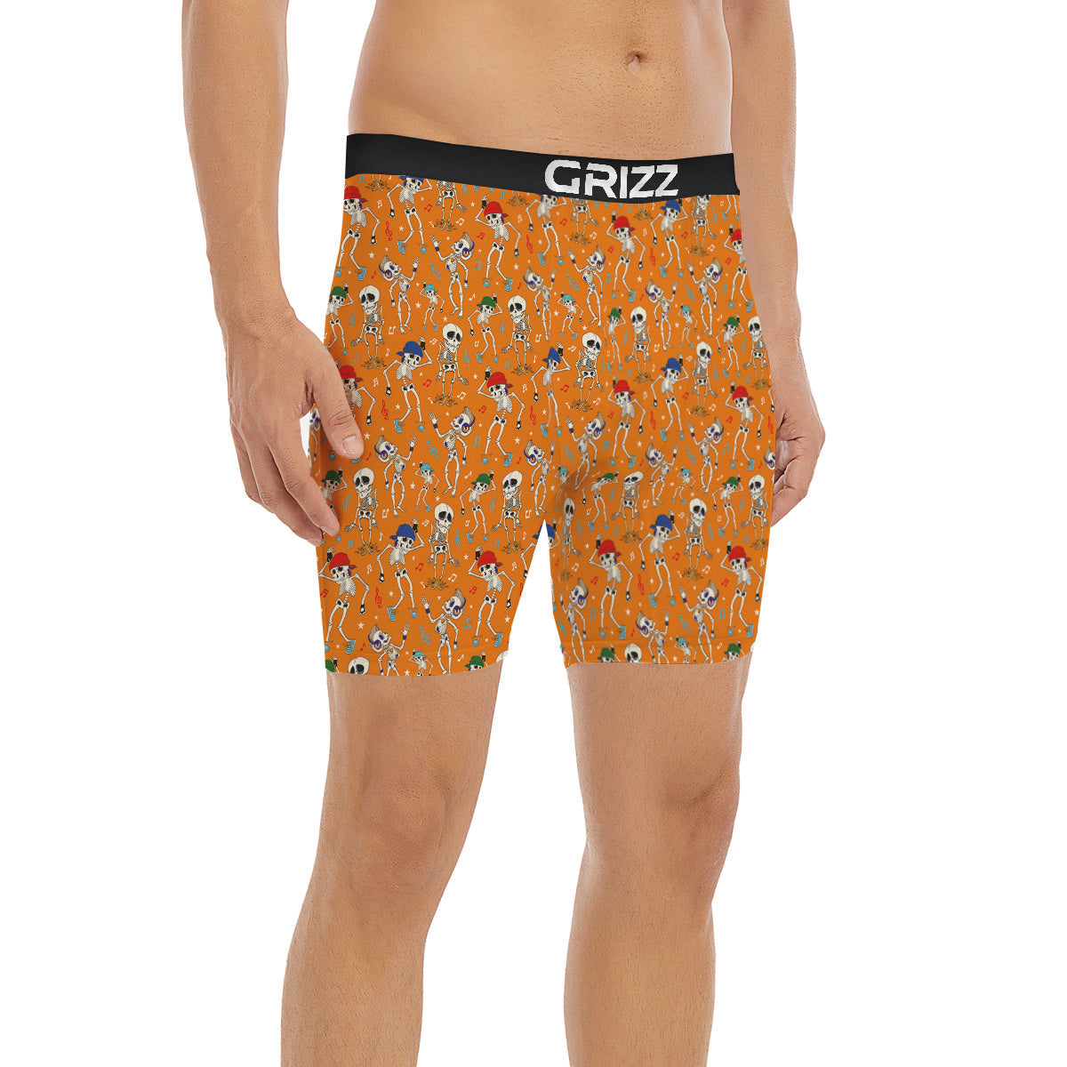 Halloween Party Orange Print Pattern Boxer Briefs-grizzshop