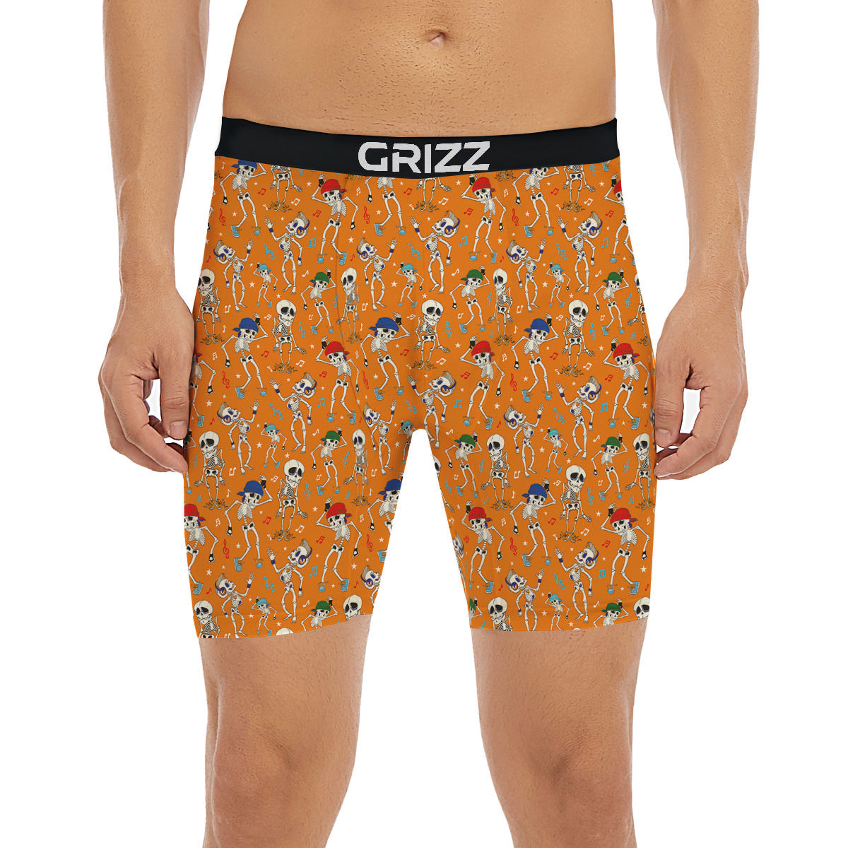 Halloween Party Orange Print Pattern Boxer Briefs-grizzshop