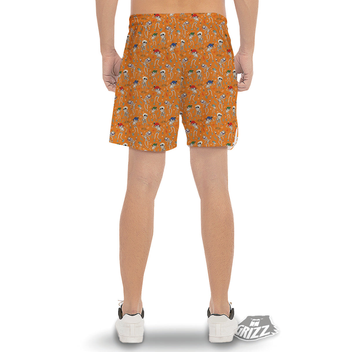 Halloween Party Orange Print Pattern Men's Gym Shorts-grizzshop