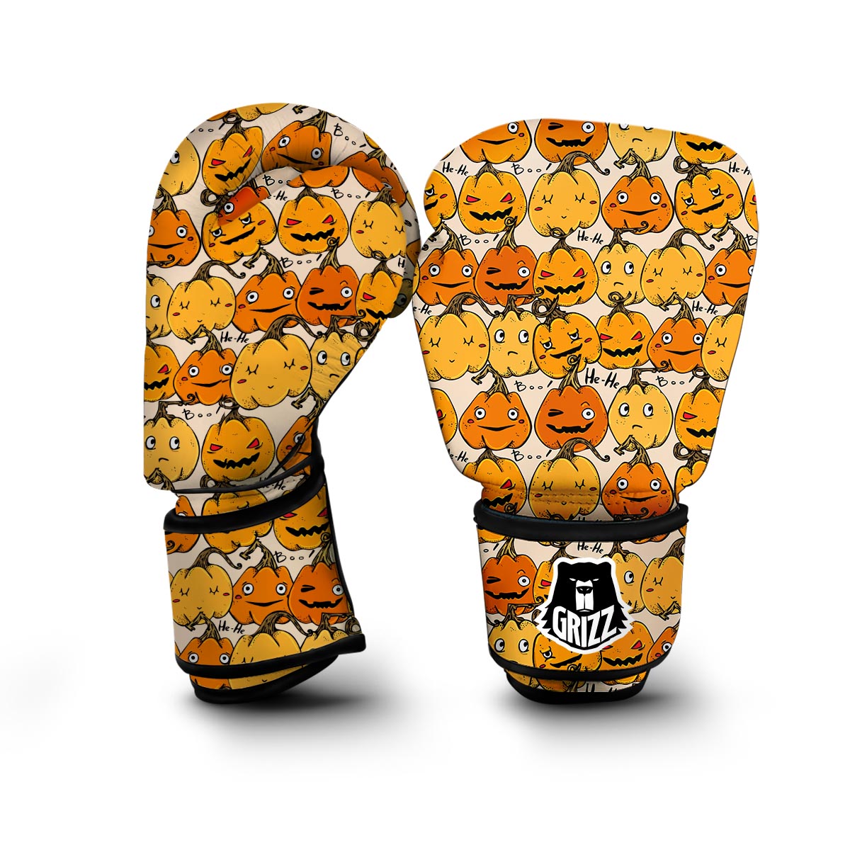 Halloween Pumpkin Pattern Print Boxing Gloves-grizzshop