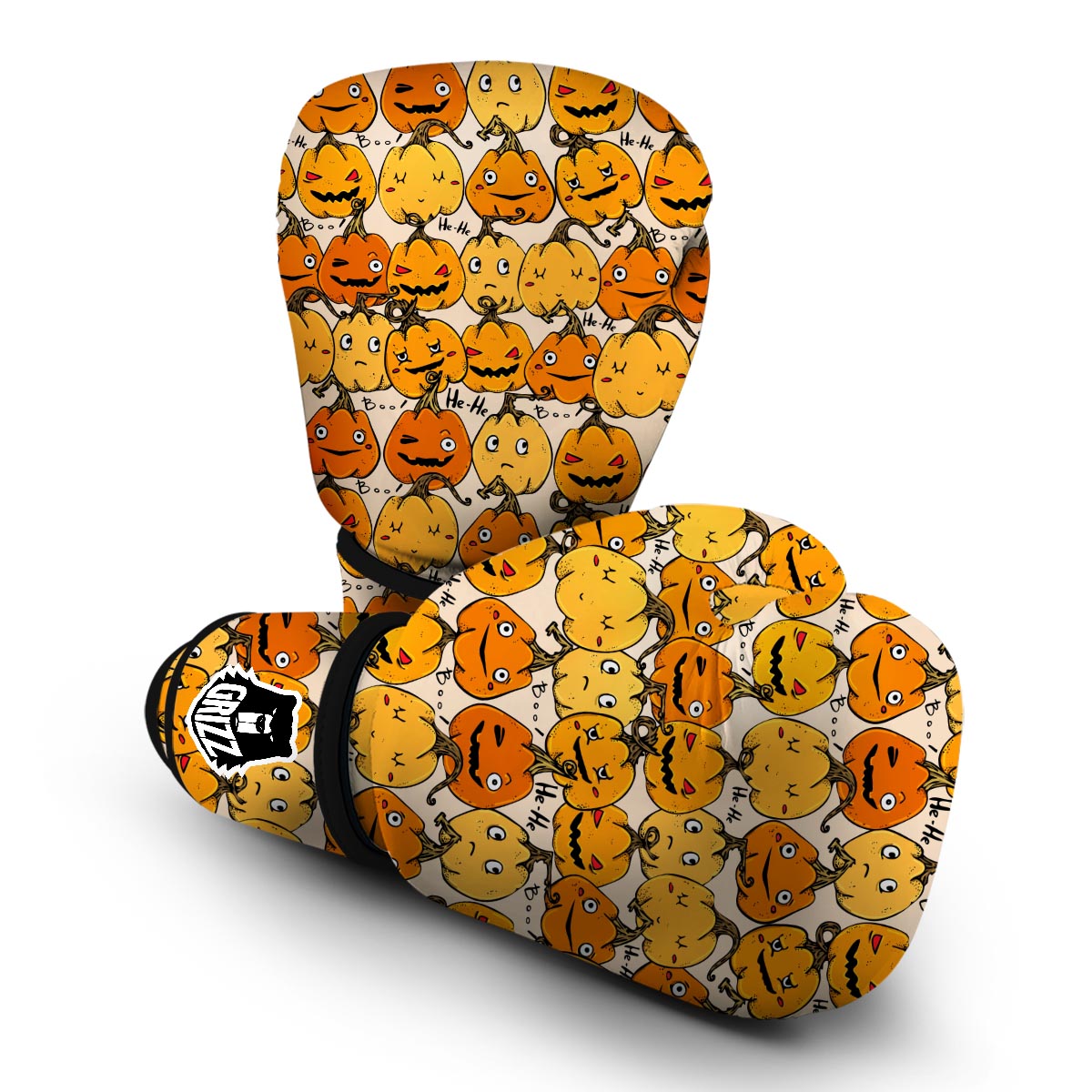 Halloween Pumpkin Pattern Print Boxing Gloves-grizzshop