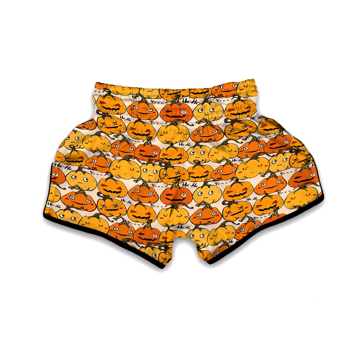 Halloween Pumpkin Pattern Print Muay Thai Boxing Shorts-grizzshop