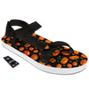 Halloween Pumpkin Print Pattern Black Open Toe Sandals-grizzshop