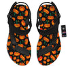 Halloween Pumpkin Print Pattern Black Open Toe Sandals-grizzshop