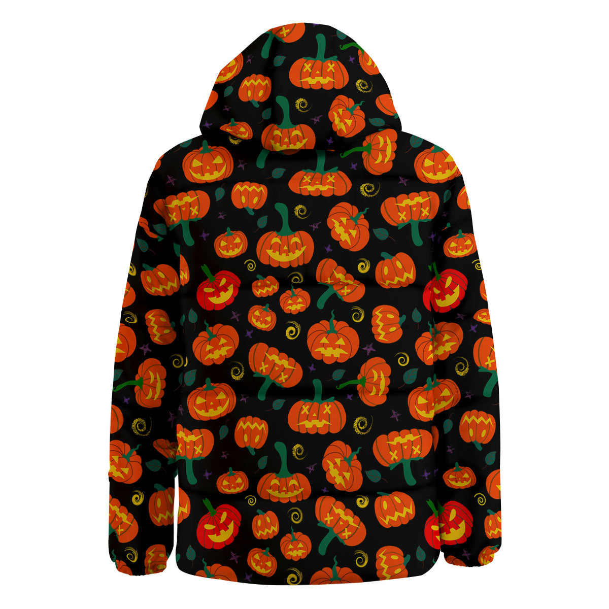 Halloween Pumpkin Print Pattern Down Jacket-grizzshop