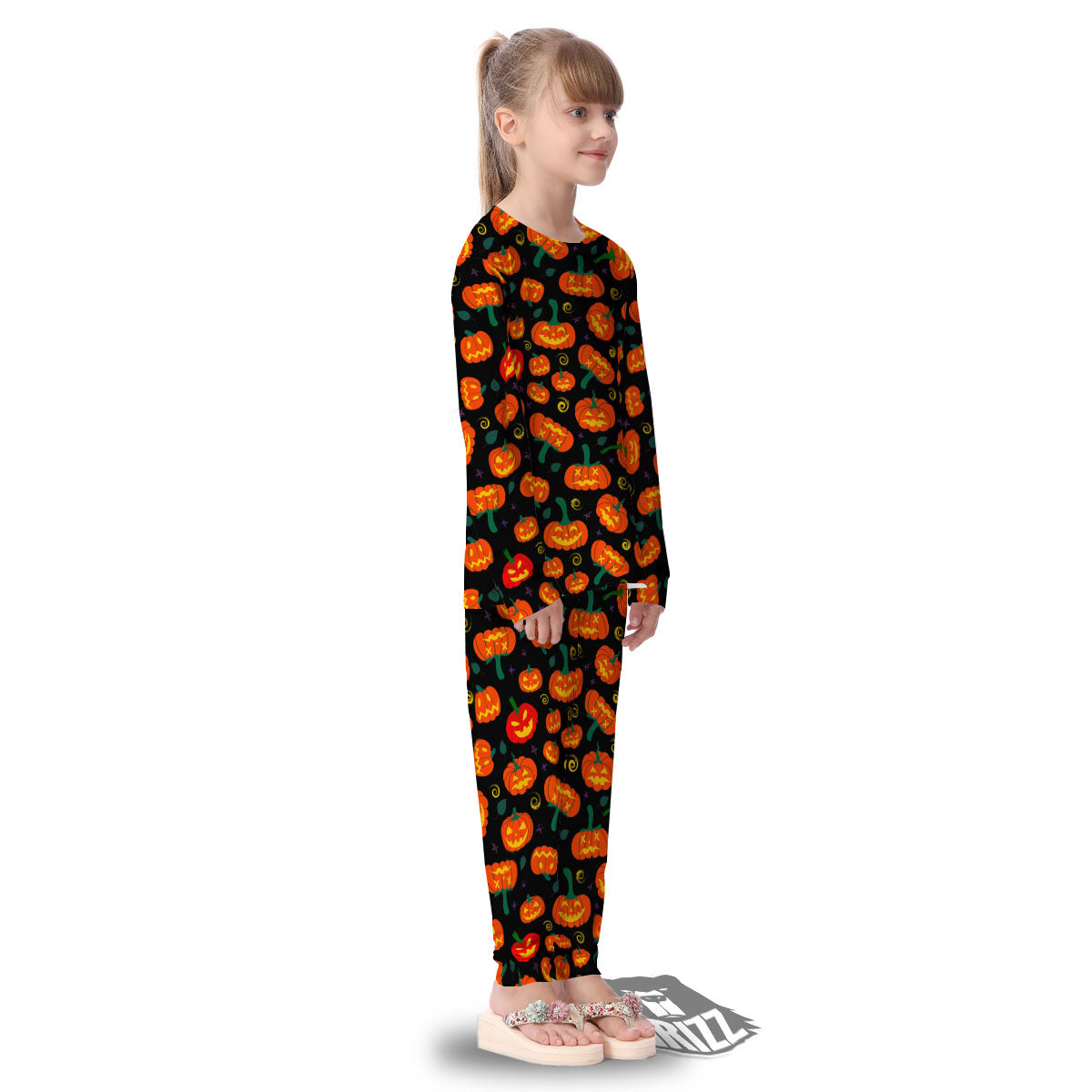 Halloween Pumpkin Print Pattern Kid's Pajamas-grizzshop