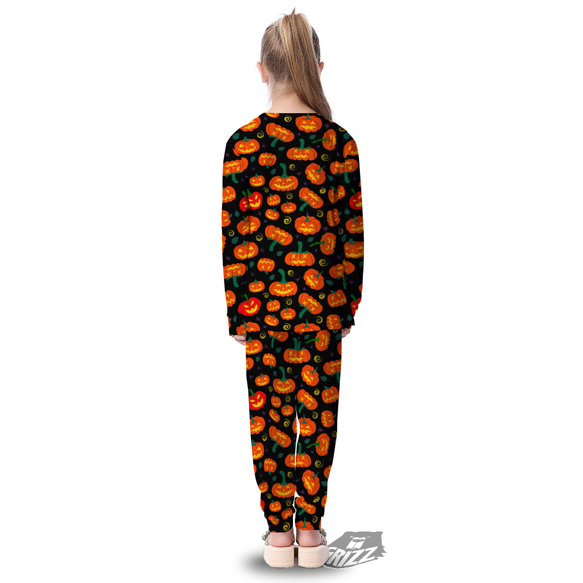 Halloween Pumpkin Print Pattern Kid's Pajamas-grizzshop