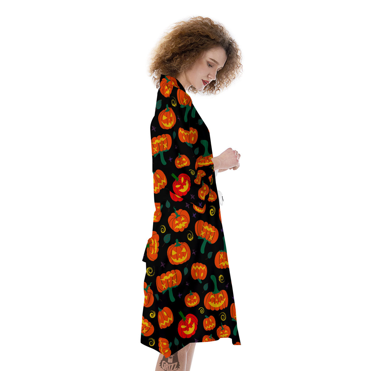 Halloween Pumpkin Print Pattern Kimono-grizzshop