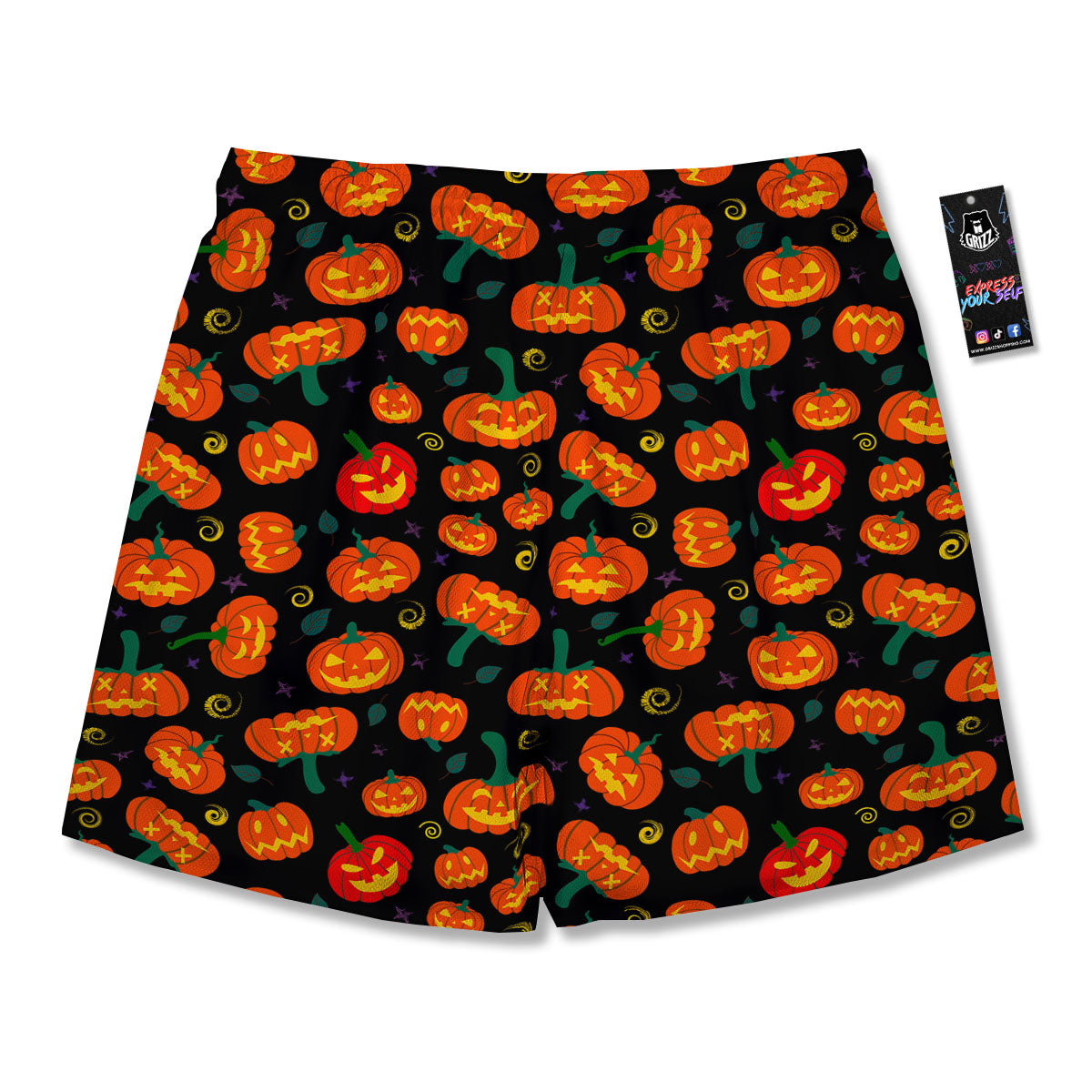 Halloween Pumpkin Print Pattern Men's Running Shorts-grizzshop