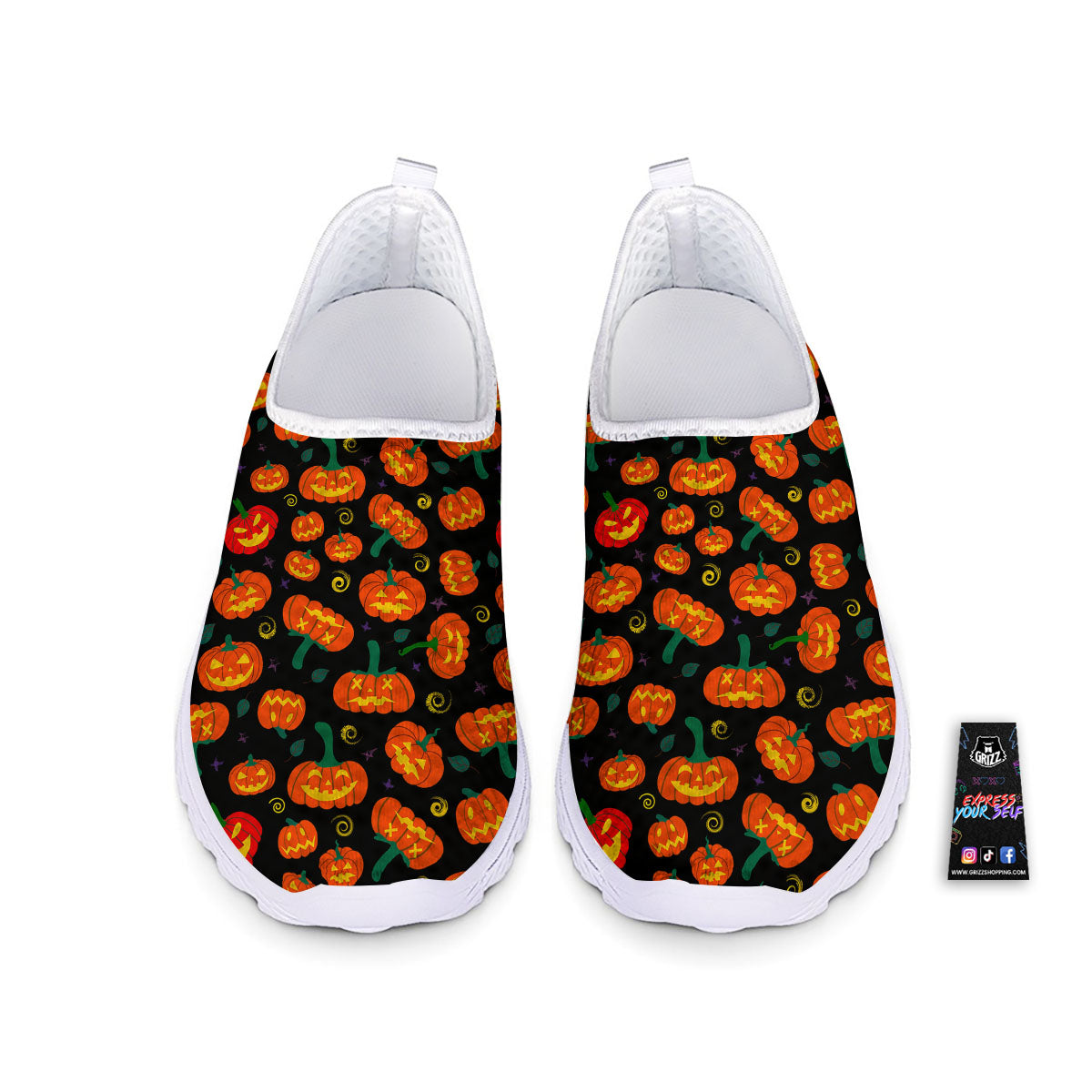 Halloween Pumpkin Print Pattern Nurse Shoes-grizzshop