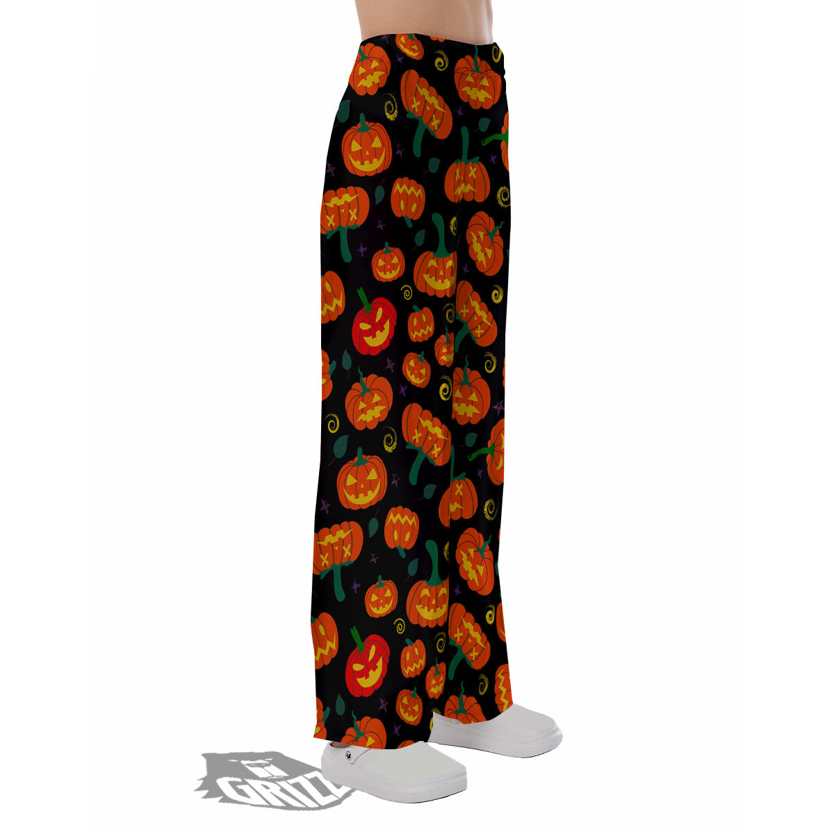 Halloween Pumpkin Print Pattern Pajama Pants-grizzshop