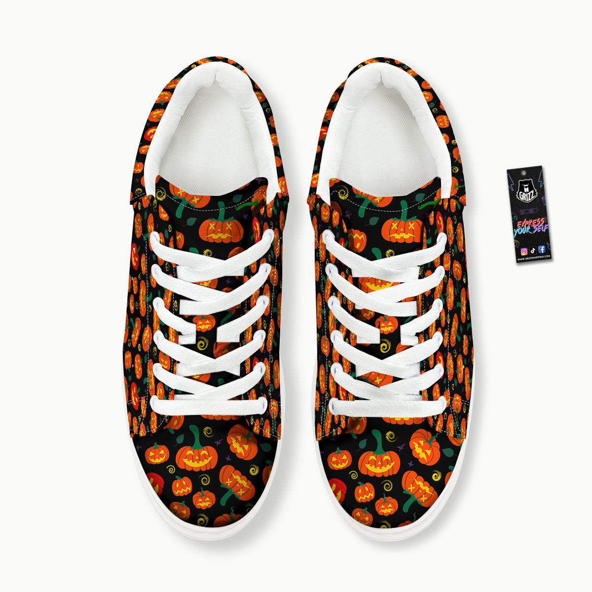 Halloween Pumpkin Print Pattern Platform Shoes-grizzshop