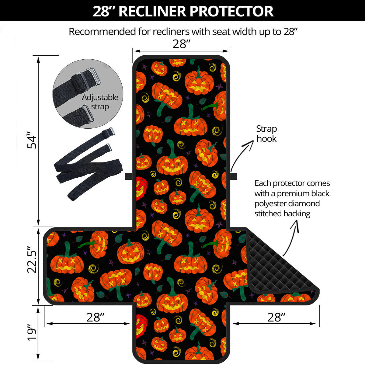 Halloween Pumpkin Print Pattern Recliner Protector-grizzshop