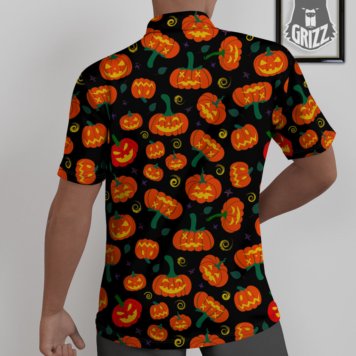 Halloween Pumpkin Print Pattern Untucked Shirts-grizzshop