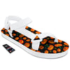 Halloween Pumpkin Print Pattern White Open Toe Sandals-grizzshop