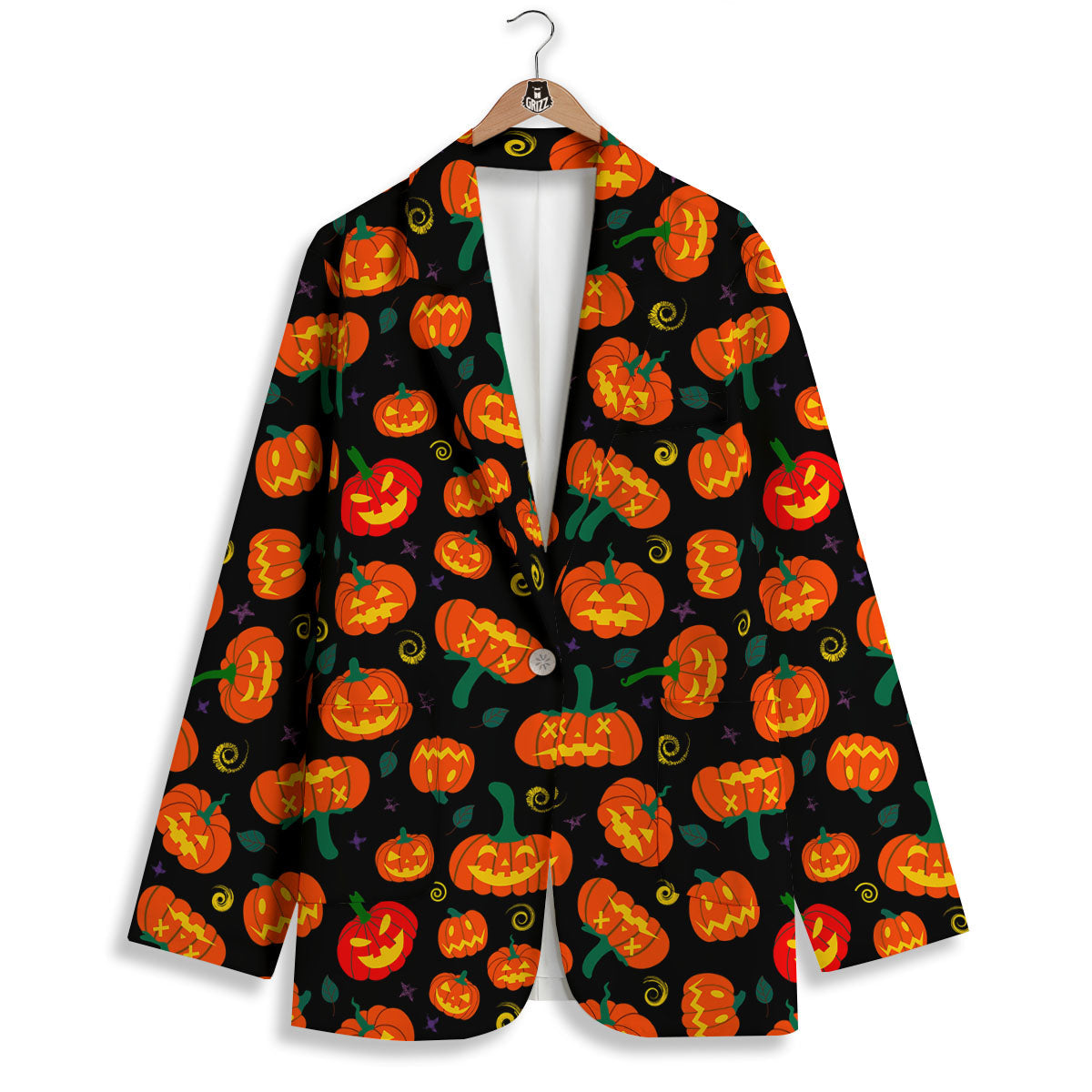 Halloween Pumpkin Print Pattern Women's Blazer-grizzshop