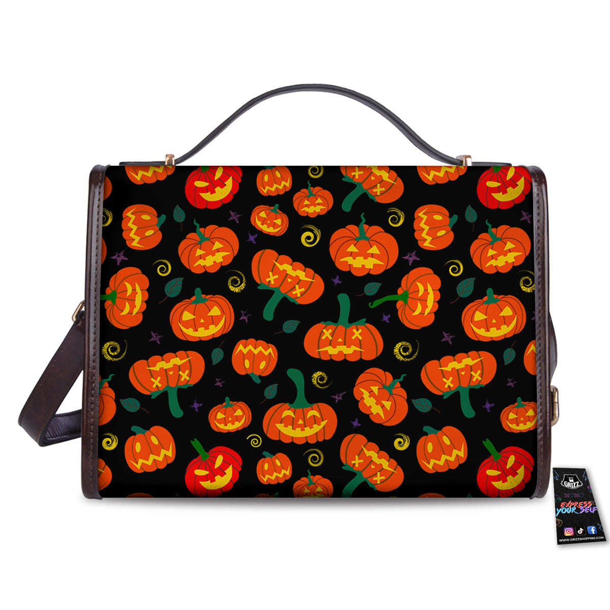 Halloween Pumpkin Print Pattern Women's Satchel Bag-grizzshop