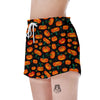 Halloween Pumpkin Print Pattern Women's Shorts-grizzshop