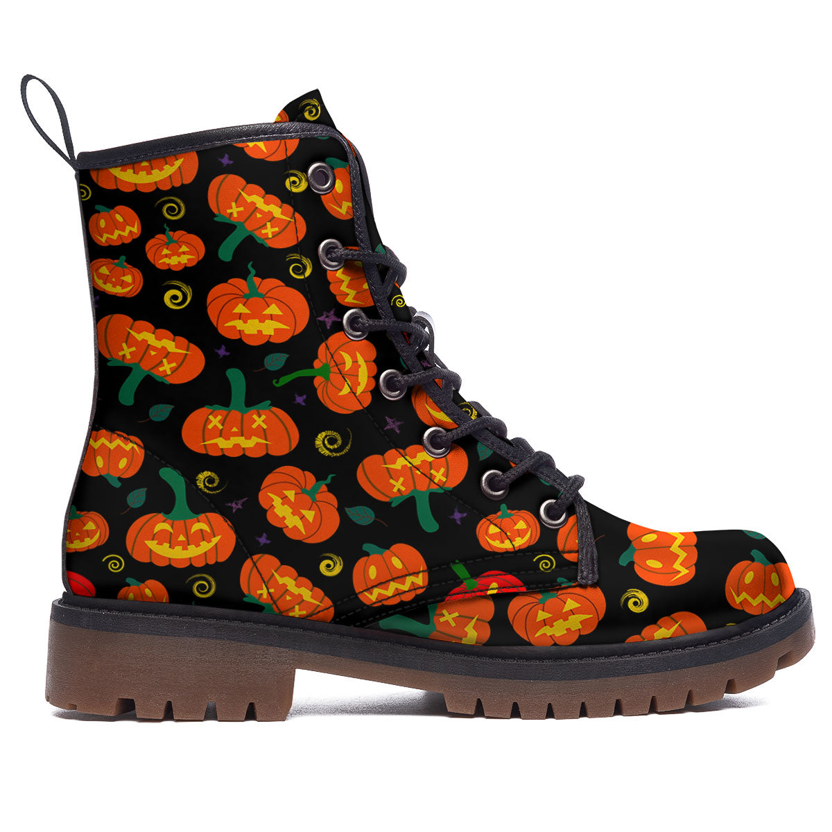 Halloween Pumpkin Print Pattern Work Boots-grizzshop