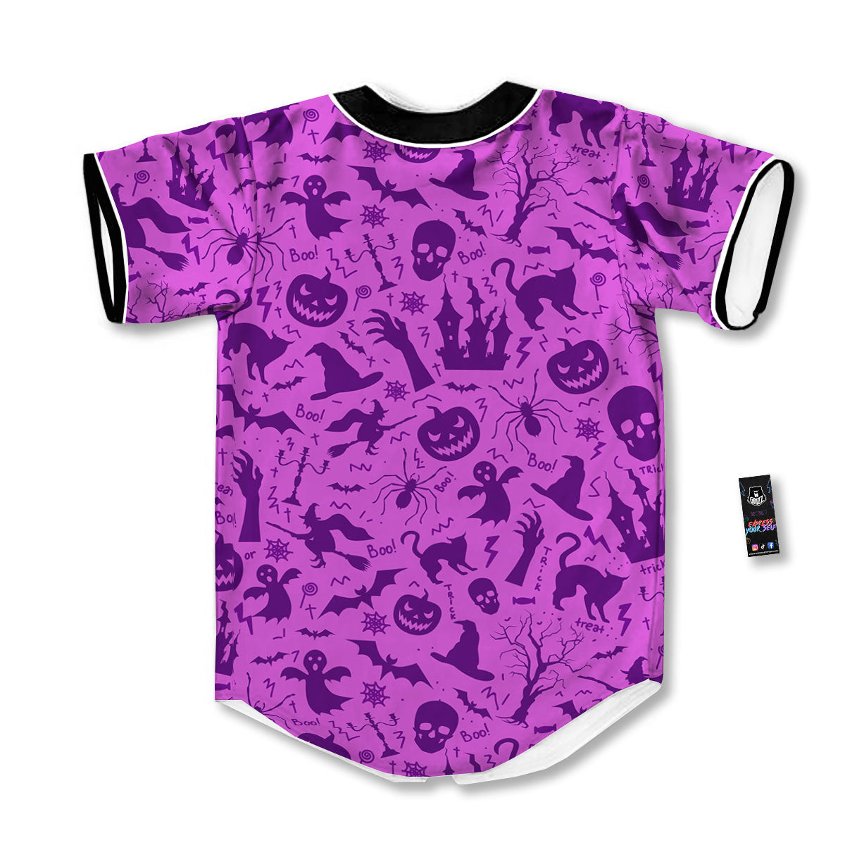 Halloween Purple Print Pattern Baseball Jersey-grizzshop