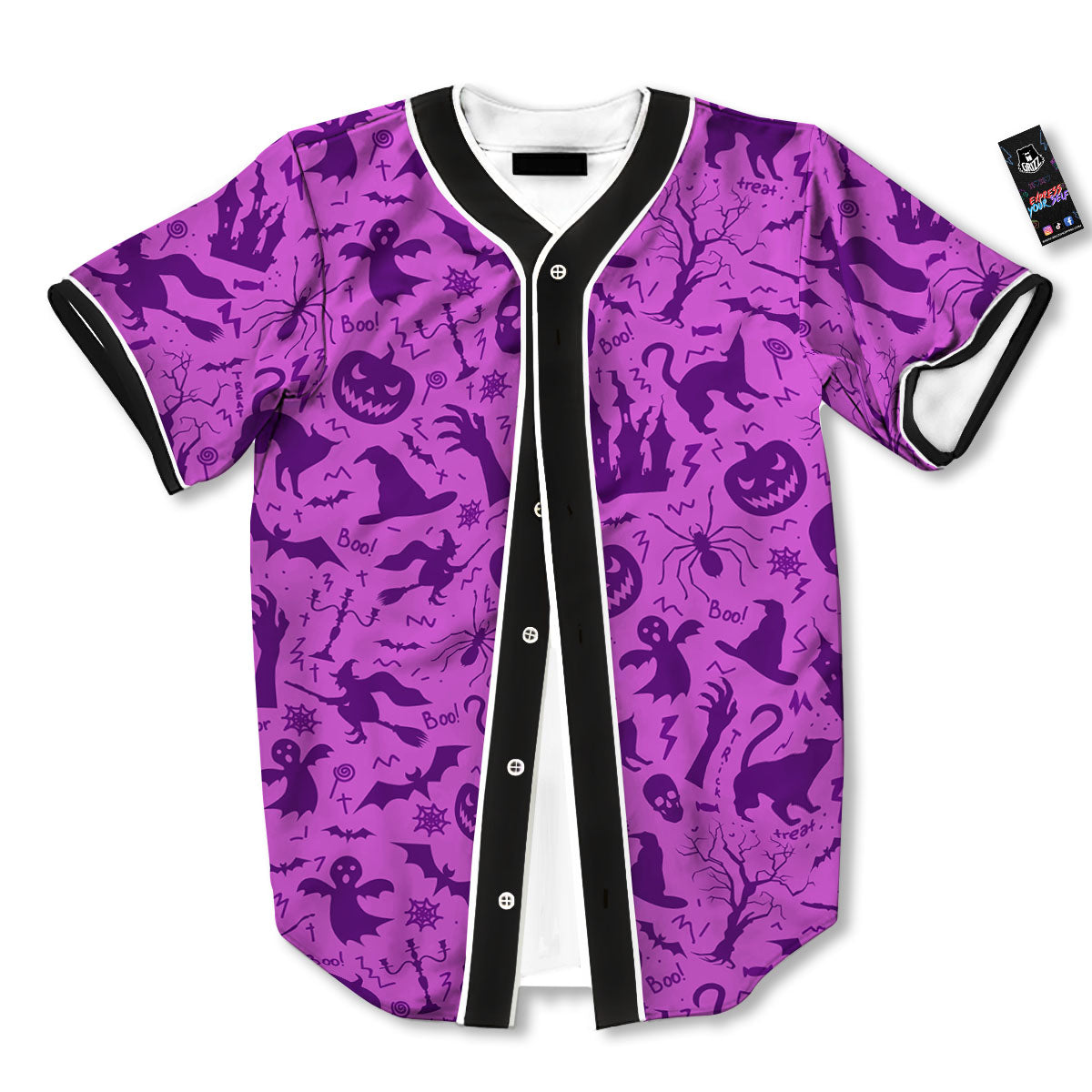 Halloween Purple Print Pattern Baseball Jersey-grizzshop