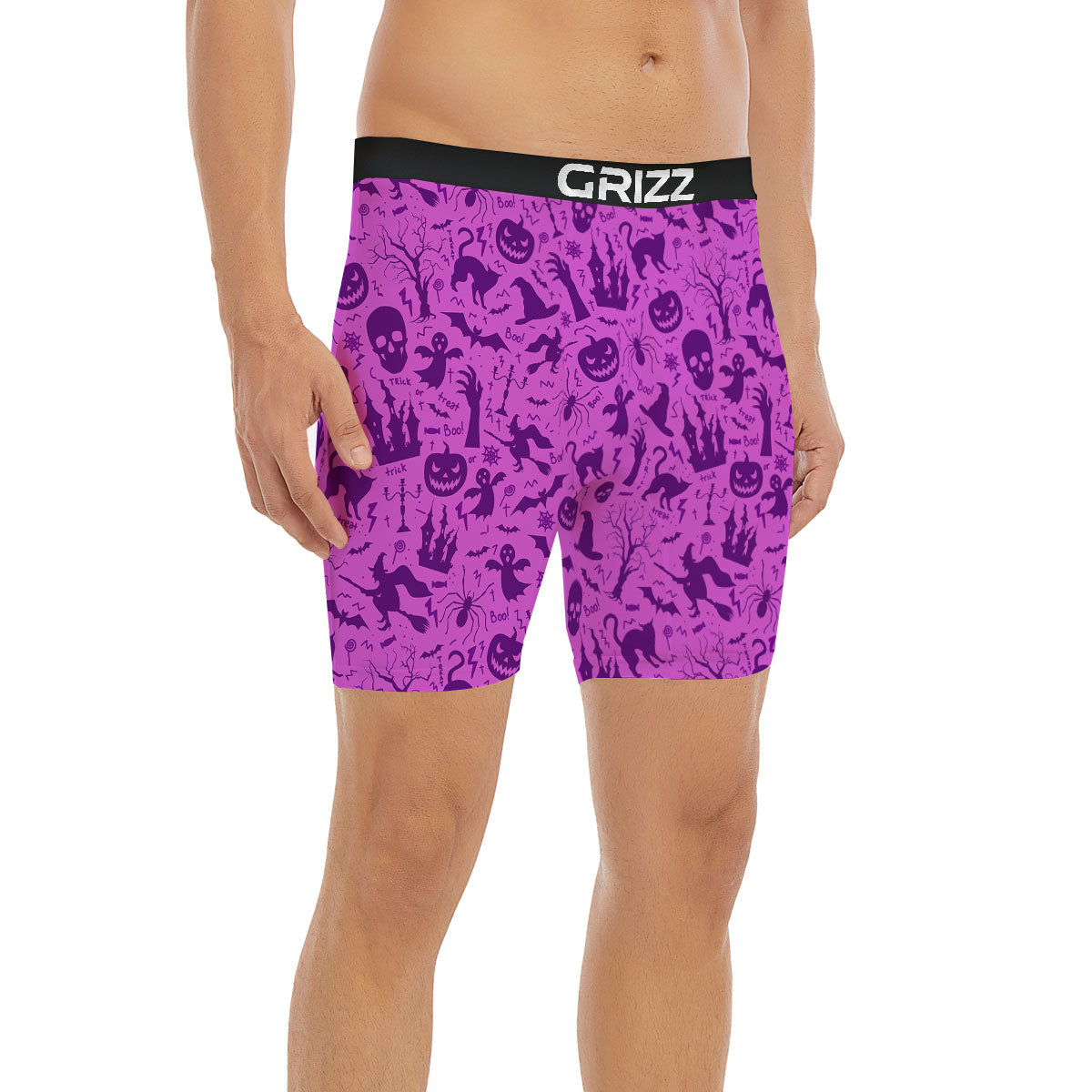 Halloween Purple Print Pattern Boxer Briefs-grizzshop