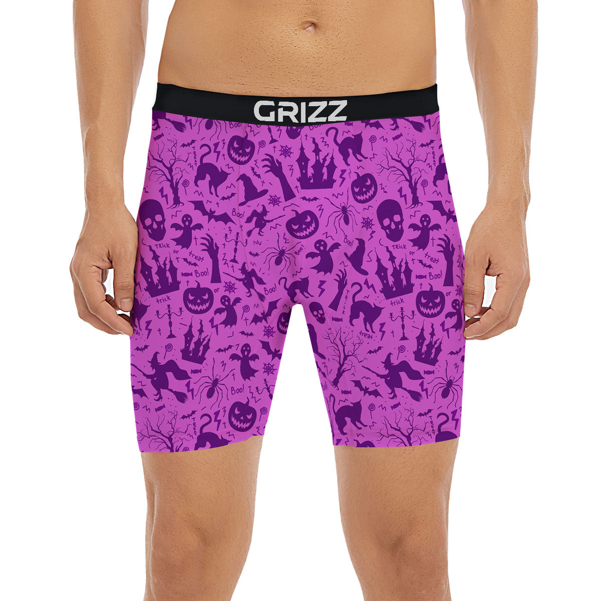Halloween Purple Print Pattern Boxer Briefs-grizzshop