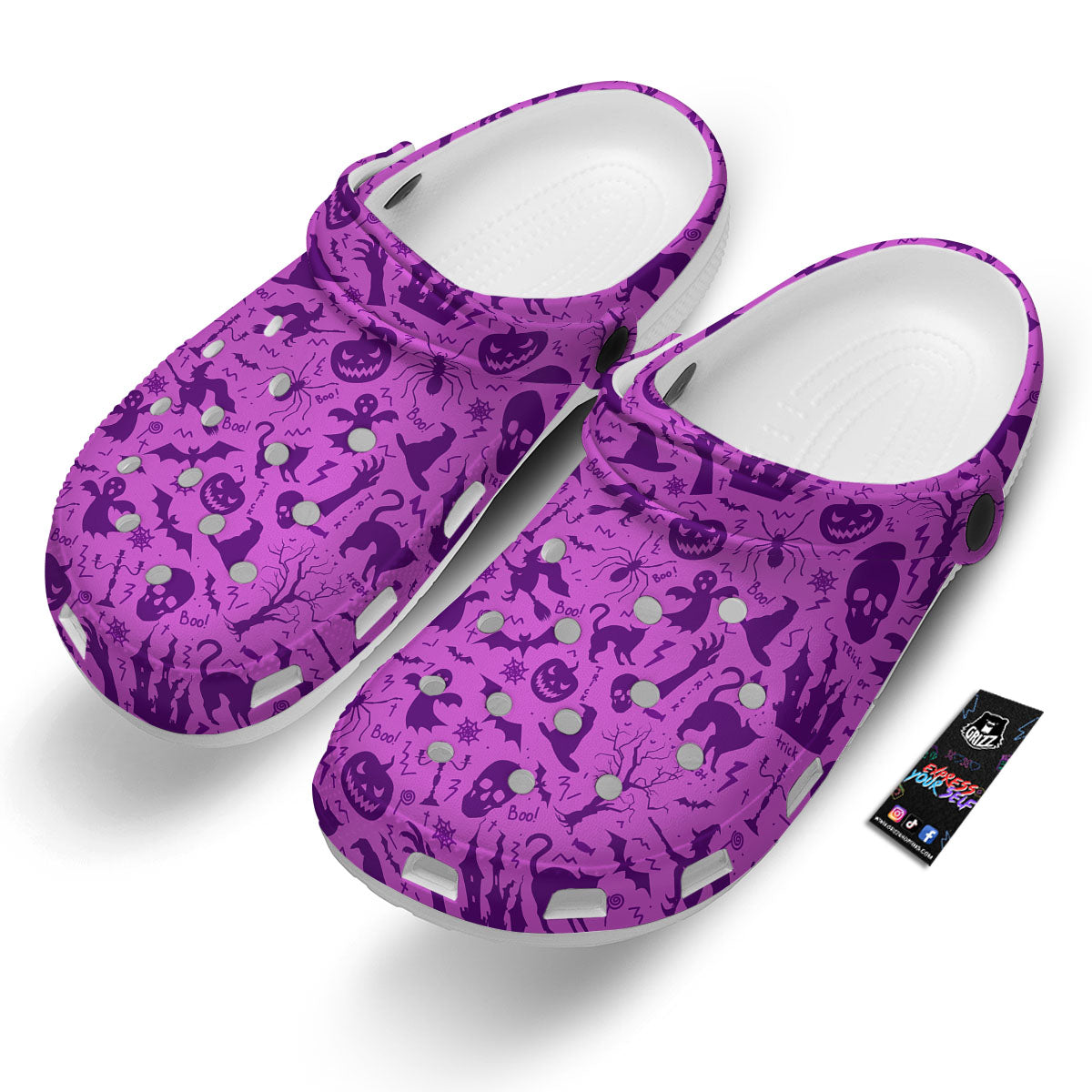Halloween Purple Print Pattern Clog-grizzshop